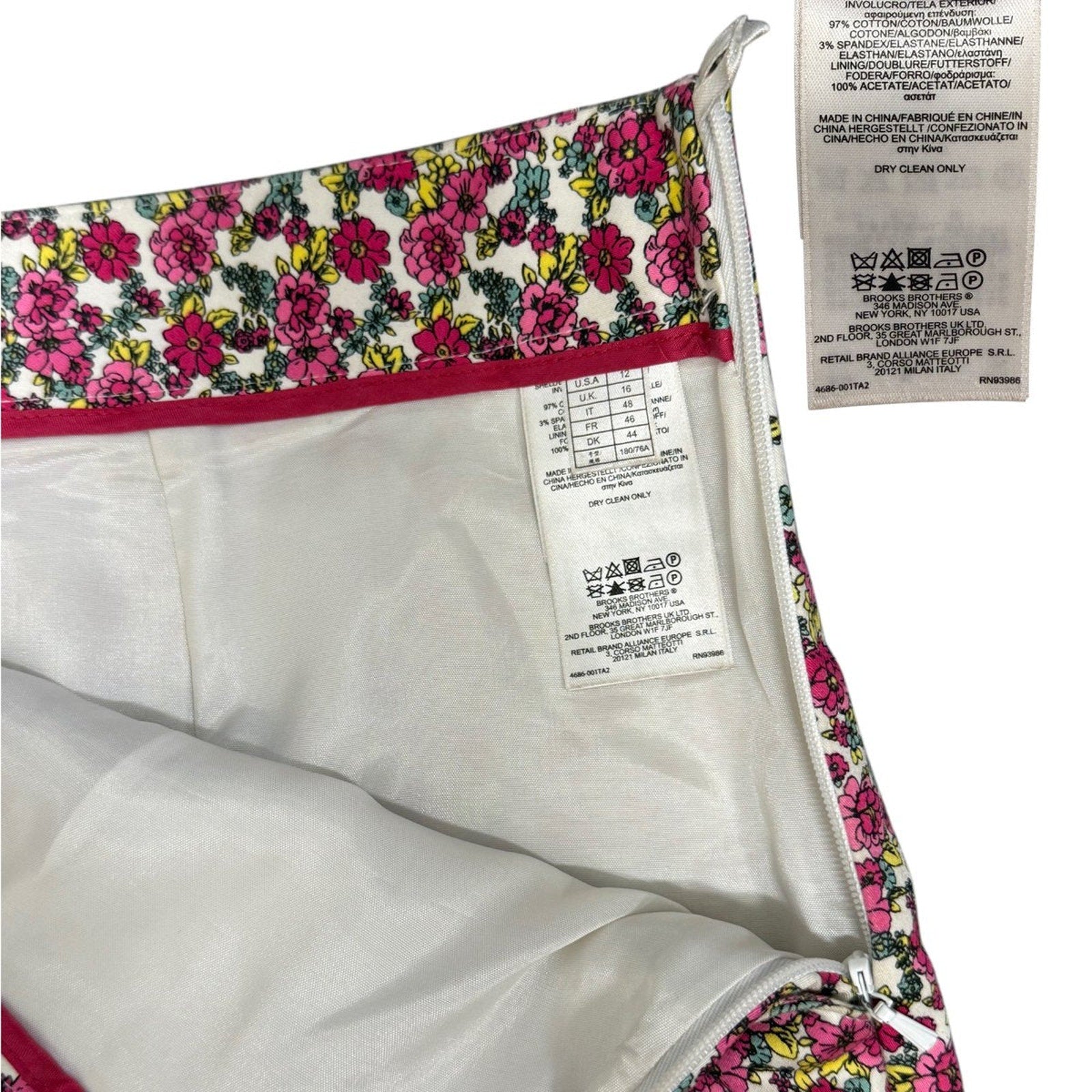 346 Brooks Brothers Floral Print Cotton Pencil Skirt