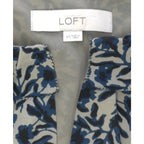 LOFT Floral Print Short Sleeve Top Cream Blue