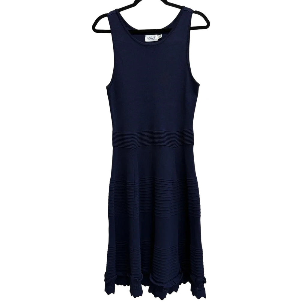 Eliza J Knit Fit and Flare Sleeveless Dress Navy
