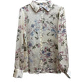 Haver & Blair Floral Satin Button-Down Blouse Cream