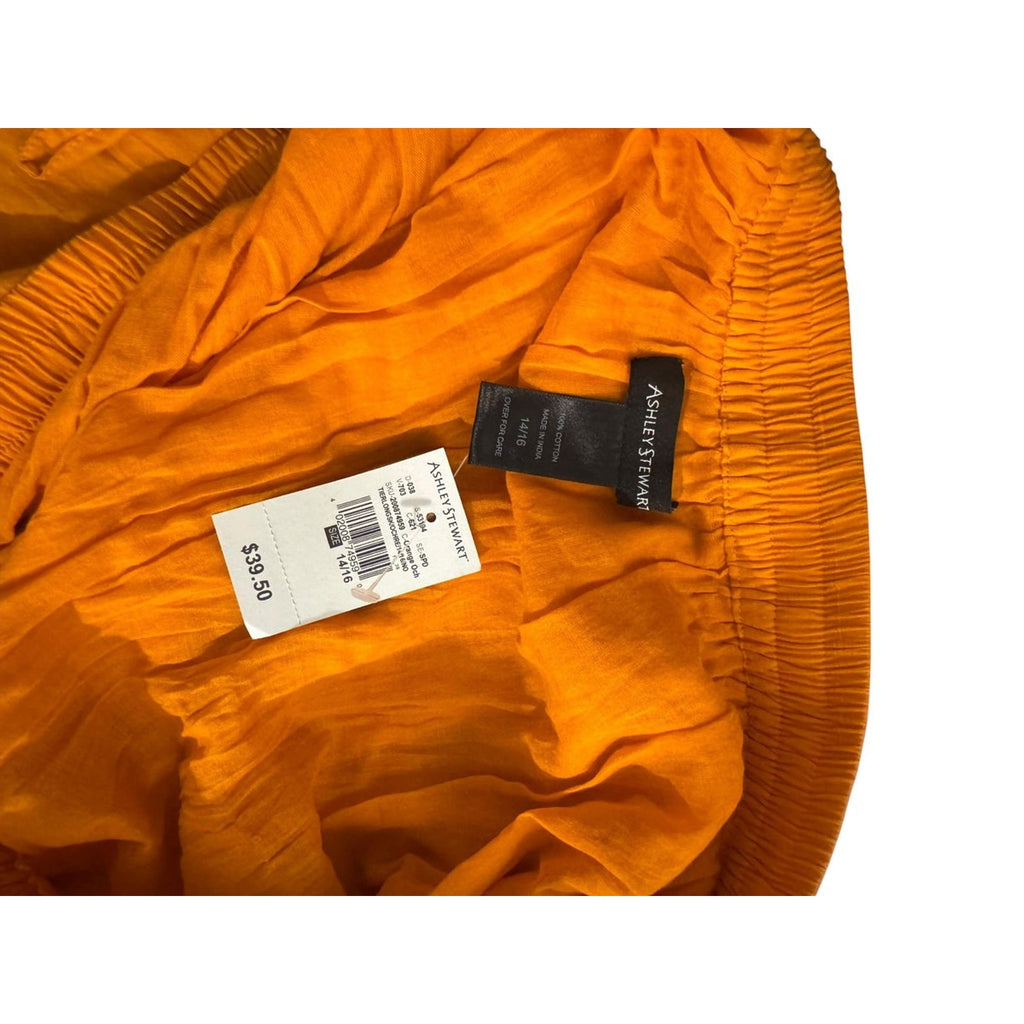Ashley Stewart Orange Tiered Maxi Skirt Plus Size 14/16