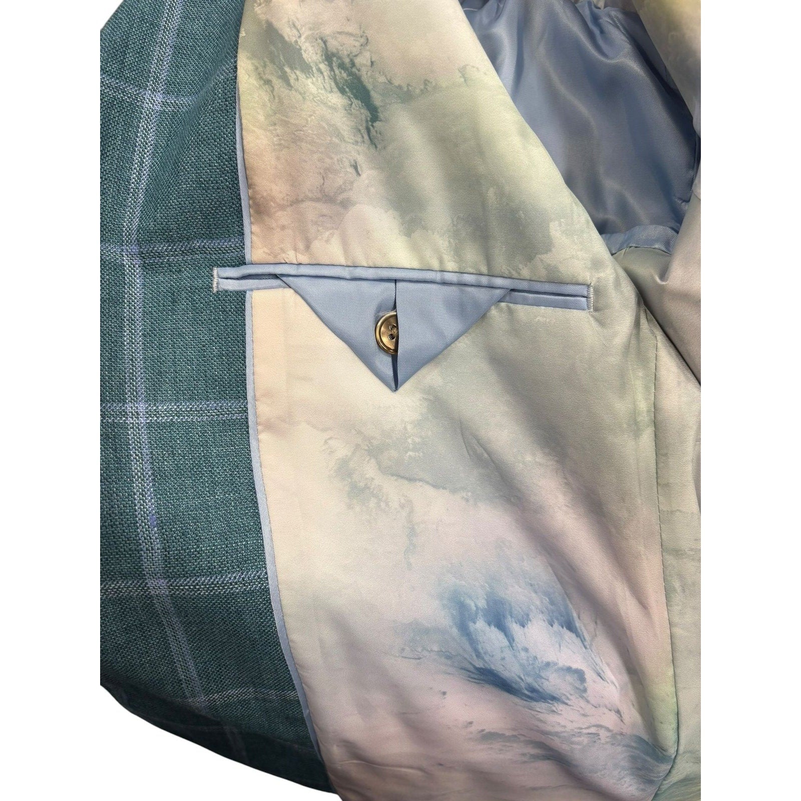 100% Linen Windowpane Check Sport Coat Size 40R