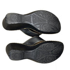 Born Black Leather Thong Wedge Sandals Size 6