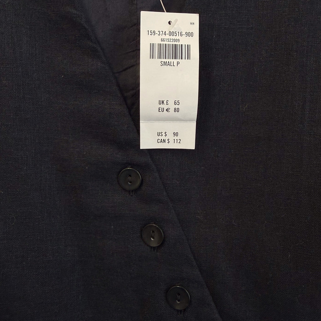 NWT Abercrombie & Fitch Black Linen Blend Sleeveless Wrap Mini Dress Petite Small