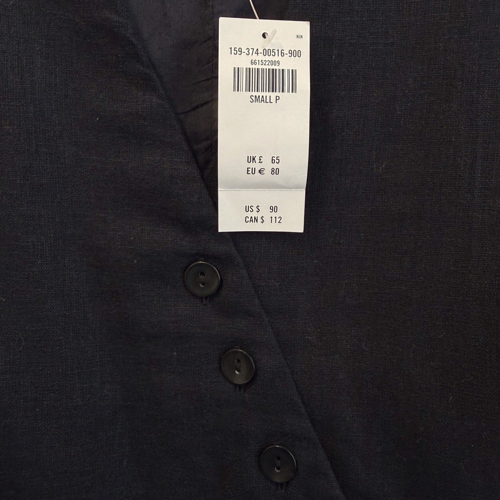 NWT Abercrombie & Fitch Black Linen Blend Sleeveless Wrap Mini Dress Petite Small