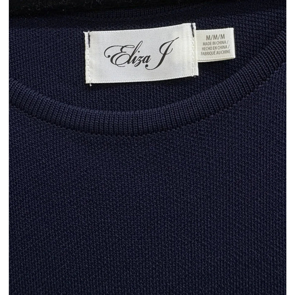 Eliza J Knit Fit and Flare Sleeveless Dress Navy