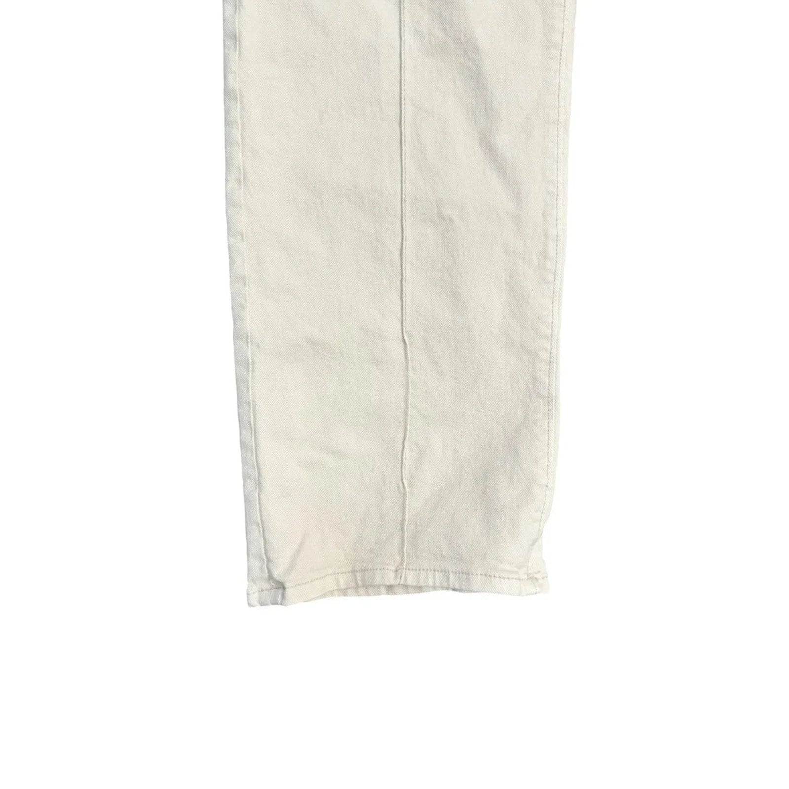 Cream Wide-Leg Denim Jeans Paneled Seams