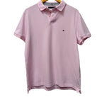 Tommy Hilfiger pink men's polo in size L