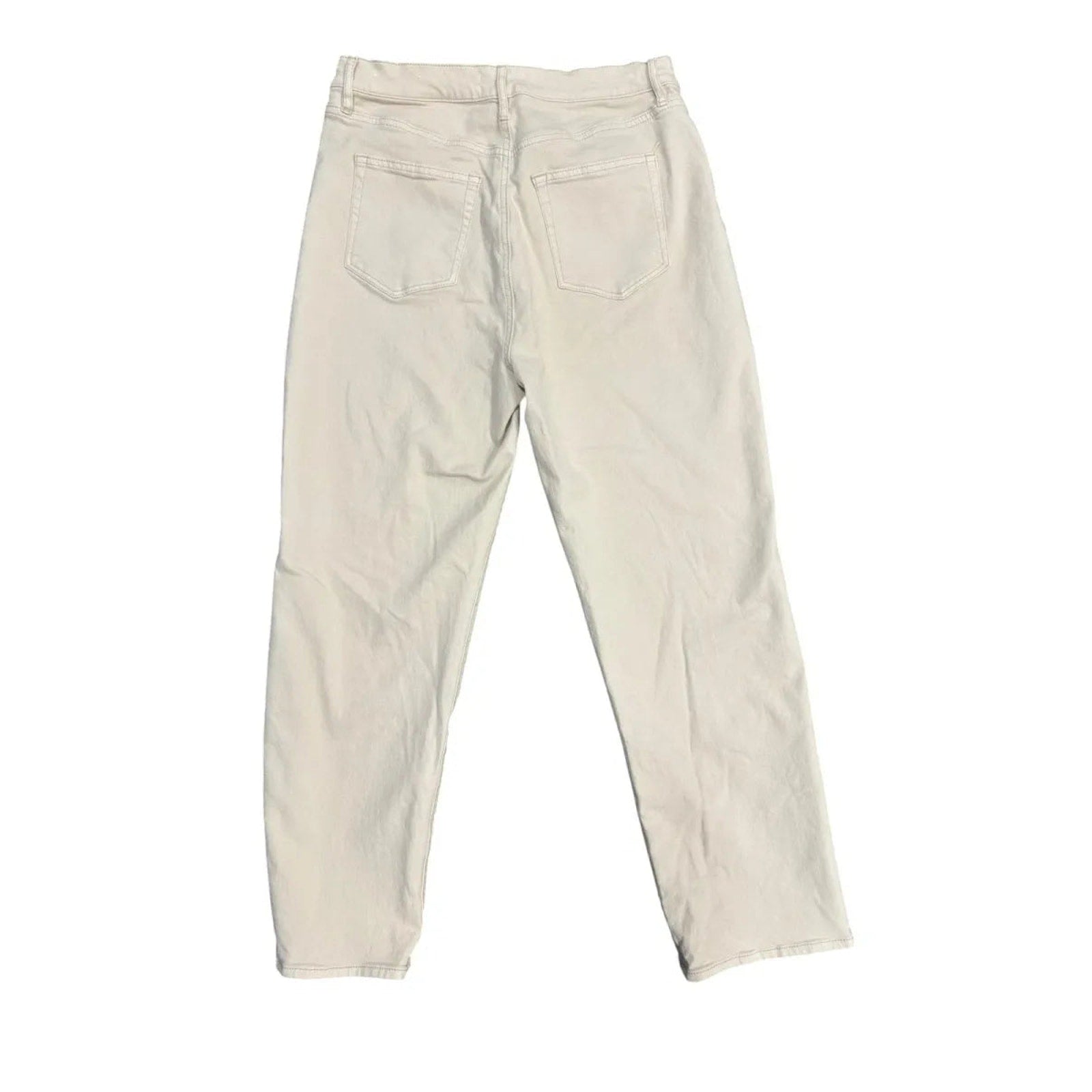 Cream Wide-Leg Denim Jeans Paneled Seams