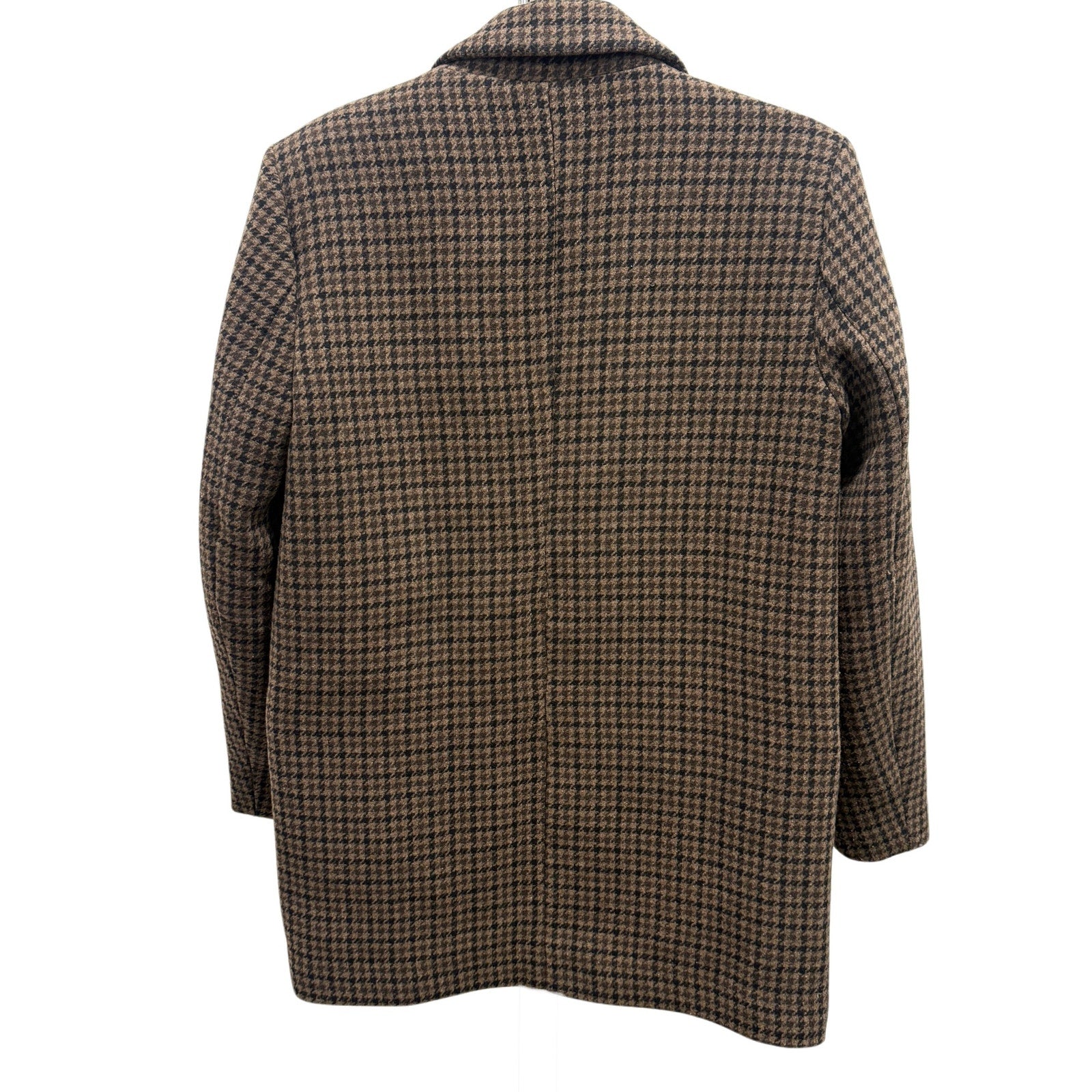 Zara Brown Black Houndstooth Tailored Blazer Jacket Size S Career Casual