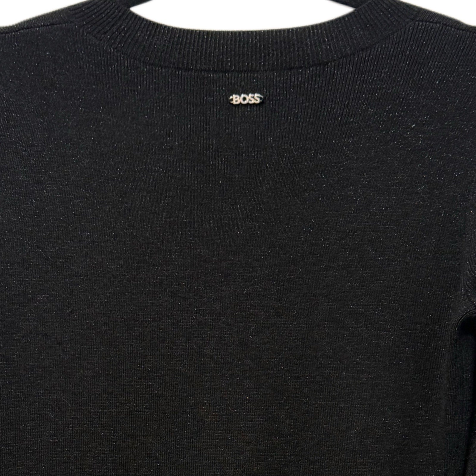 BOSS Black Sweater Dress Size S Long Sleeve Knit Fit and Flare Elegant Dress