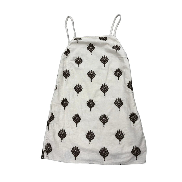 Abercrombie & Fitch Embroidered Floral Linen Mini Dress White and brown