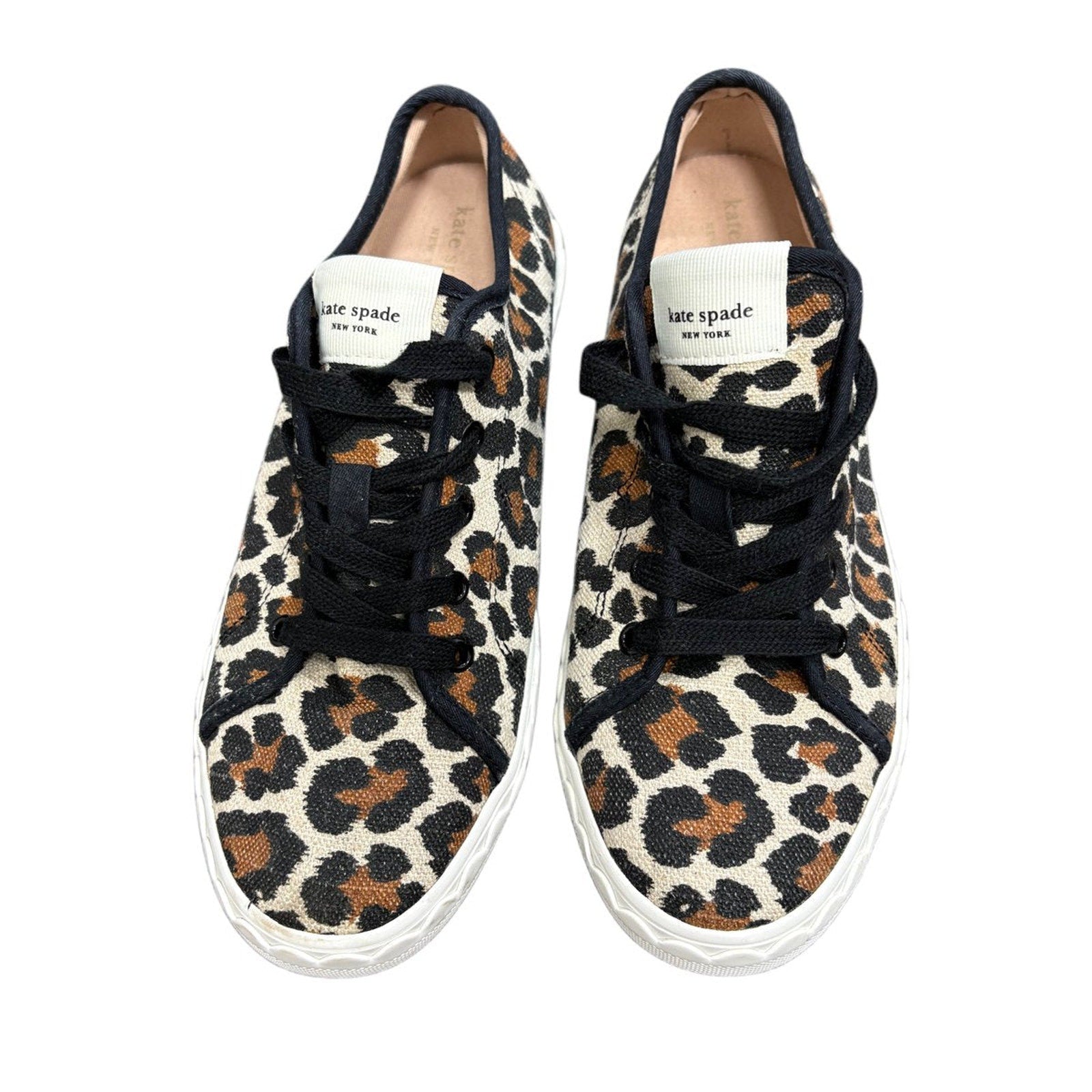 Kate Spade New York Leopard Print Canvas Lace-Up Sneakers Size 7