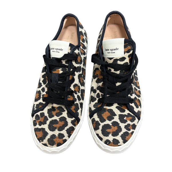 Kate Spade New York Leopard Print Canvas Lace-Up Sneakers Size 7