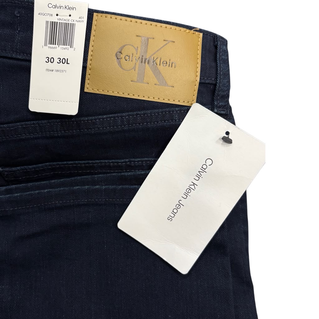 NEW Calvin Klein Vintage CK Navy Slim Straight Jeans Size 30x30L