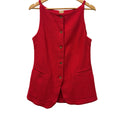 Free Est. red cotton vest shirt button down for woman is size s/p