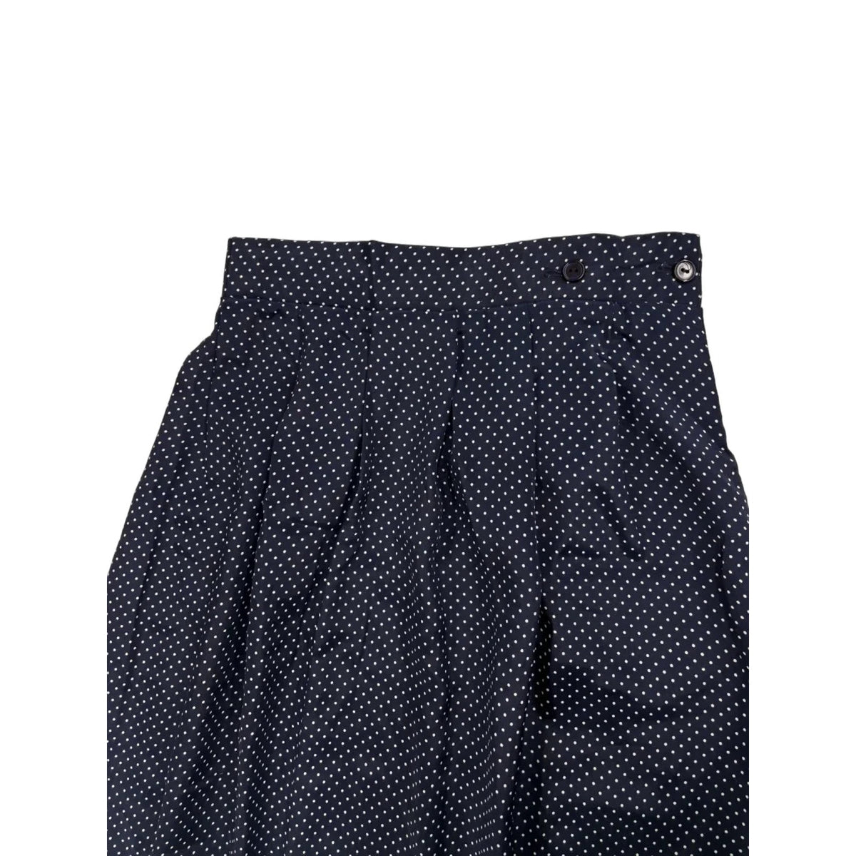 Navy Blue Vintage Polka Dot Midi Skirt Pleated A-Line Tagged Size 14 (XS/S Actual Size)
