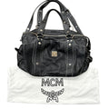 MCM Black Leather Studded Satchel Handbag with Crossbody Strap