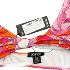 Boohoo Pink Abstract Knot Front High Leg Bikini Set