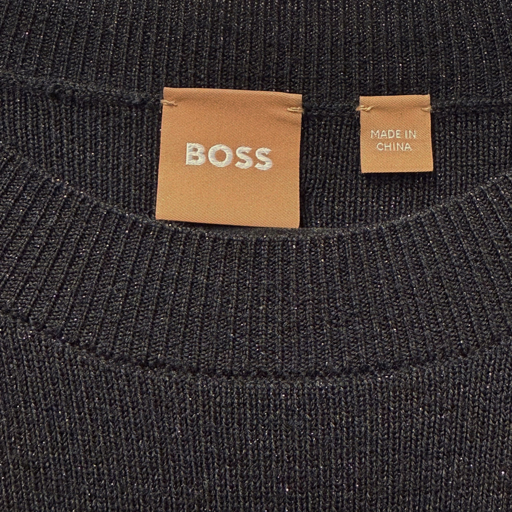 BOSS Black Sweater Dress Size S Long Sleeve Knit Fit and Flare Elegant Dress