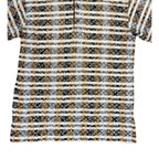Floral Stripe Patterned Short Sleeve Polo Shirt Brown