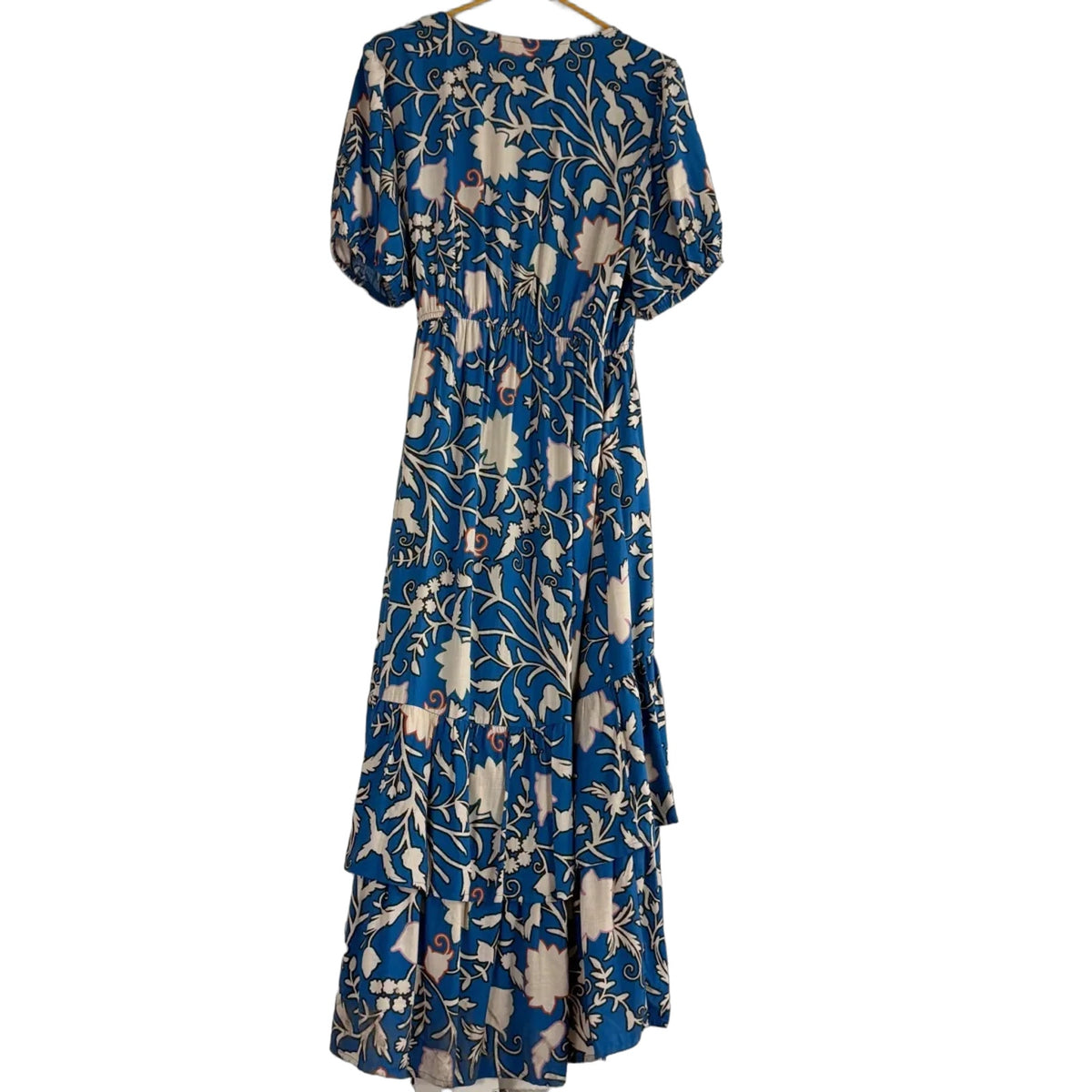 Blue Floral Print Wrap Maxi Dress KNOX ROSE