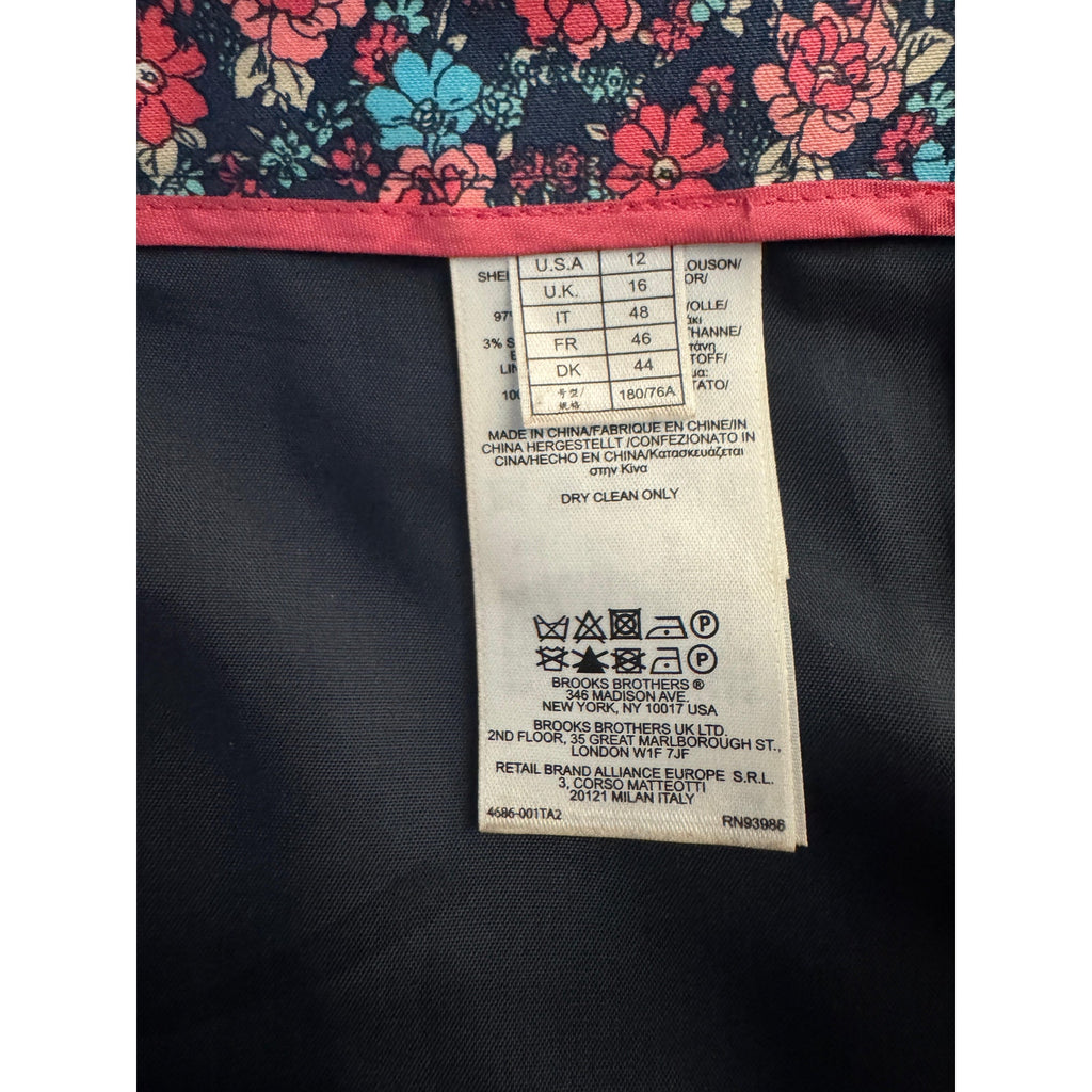 Ditsy Floral Pencil Skirt Navy Coral Teal Print Brooks Brothers Black