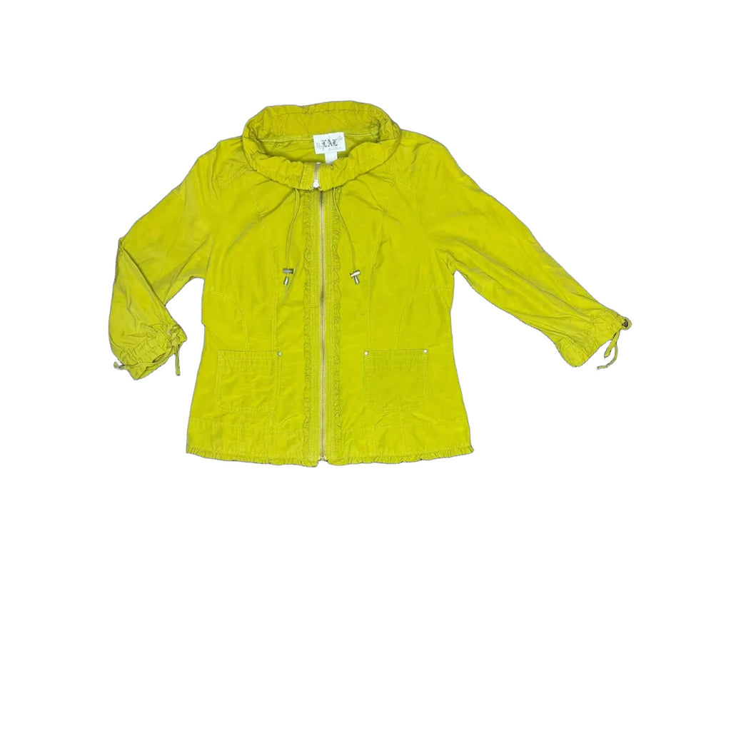 LAL Chartreuse Zip-Up Lightweight 3/4 Sleeves Jacket Medium