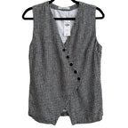 NWT Abercrombie & Fitch Black White Gingham Linen Blend Sleeveless Vest Blouse S