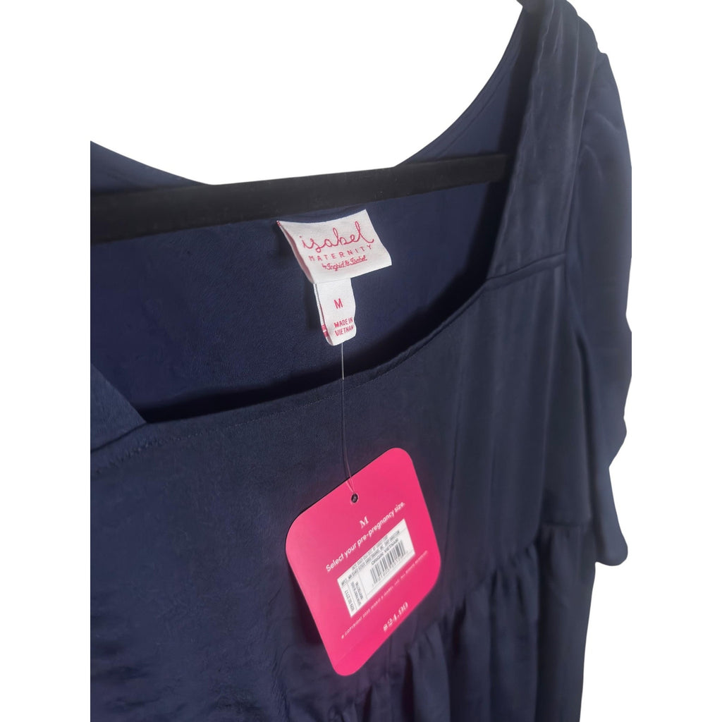 Flutter Sleeve Peplum Blouse Navy Blue