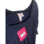 Flutter Sleeve Peplum Blouse Navy Blue