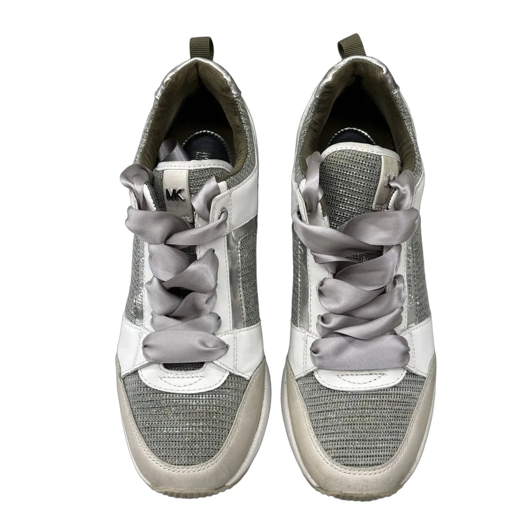 Michael Kors Glitter Mesh Running Sneakers – Silver and Olive Green