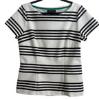 WHITE HOUSE BLACK MARKET BLACK & WHITE STRIPED TOP SIZE 14