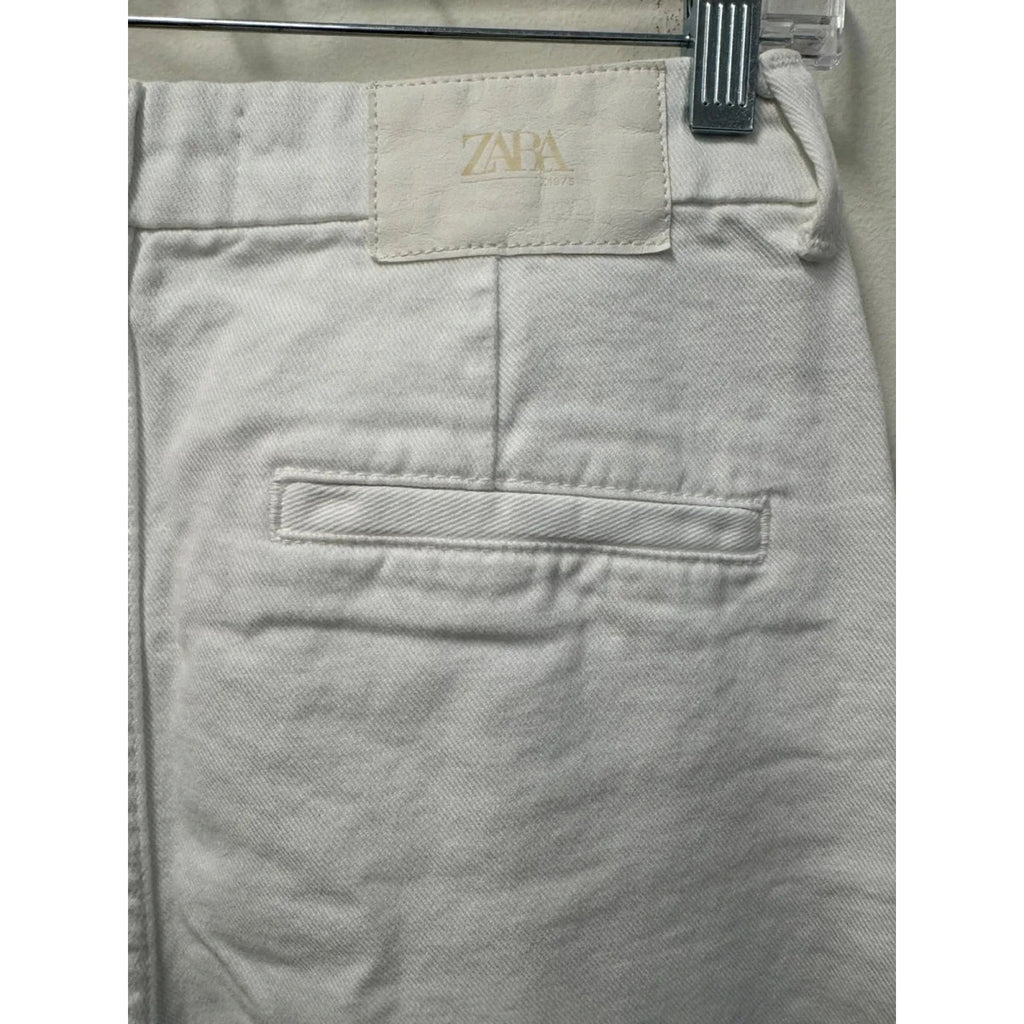 ZARA Wide Leg White Denim Jeans High Rise