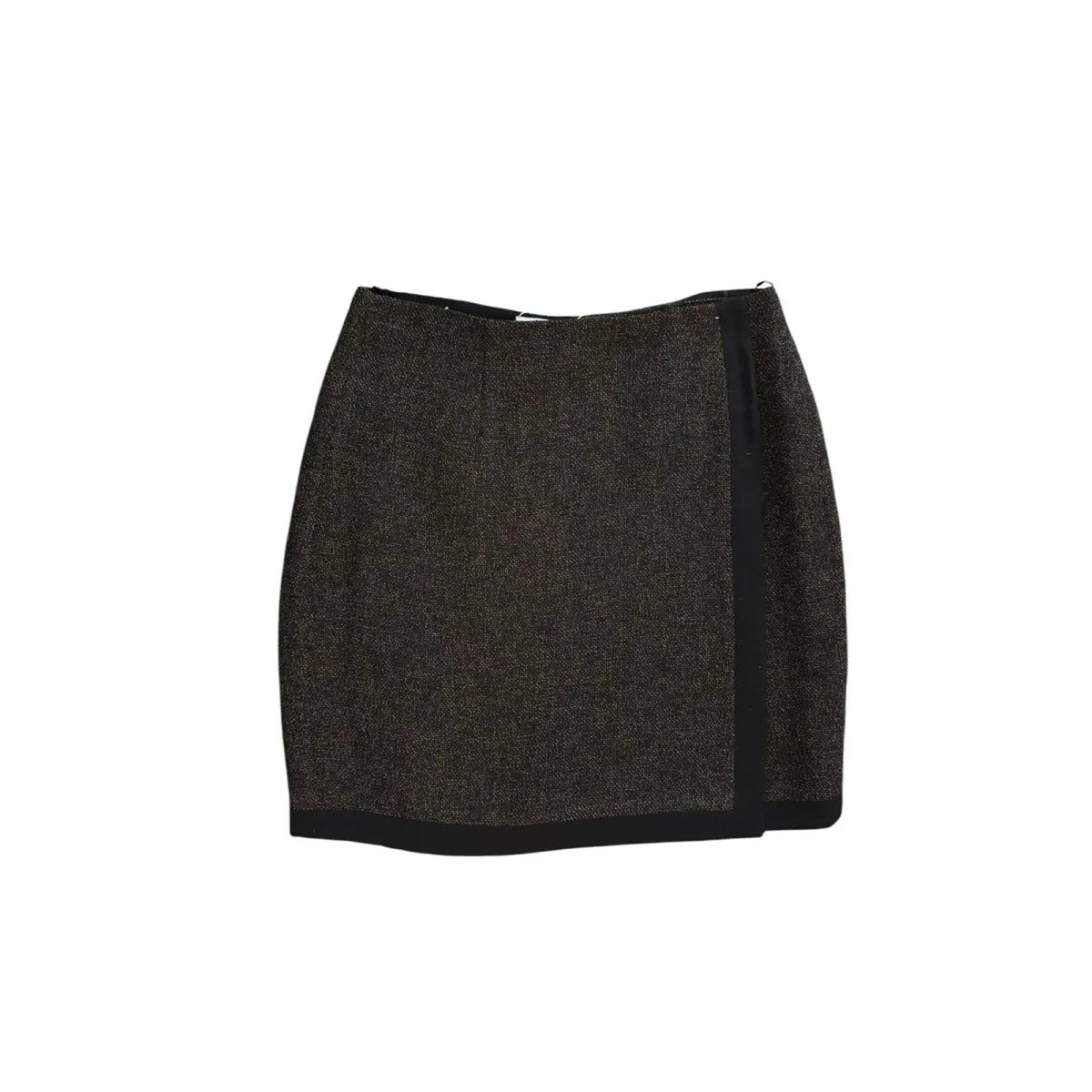 Randolph Duke Metallic Tweed Wrap Mini Skirt Black Gold