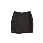 Randolph Duke Metallic Tweed Wrap Mini Skirt Black Gold
