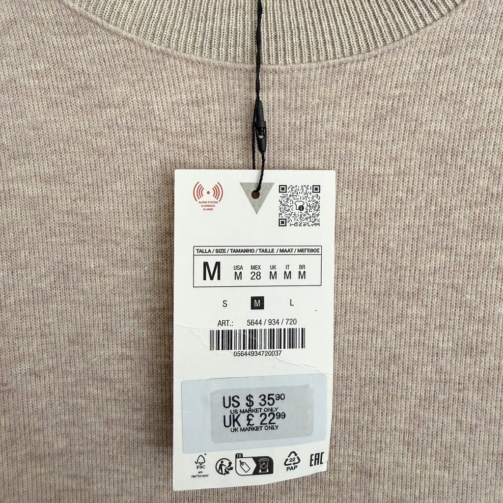 Zara Knit T-Shirt Mini Dress Beige