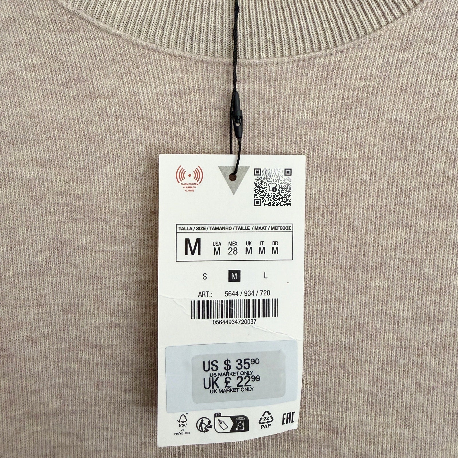 Zara Knit T-Shirt Mini Dress Beige