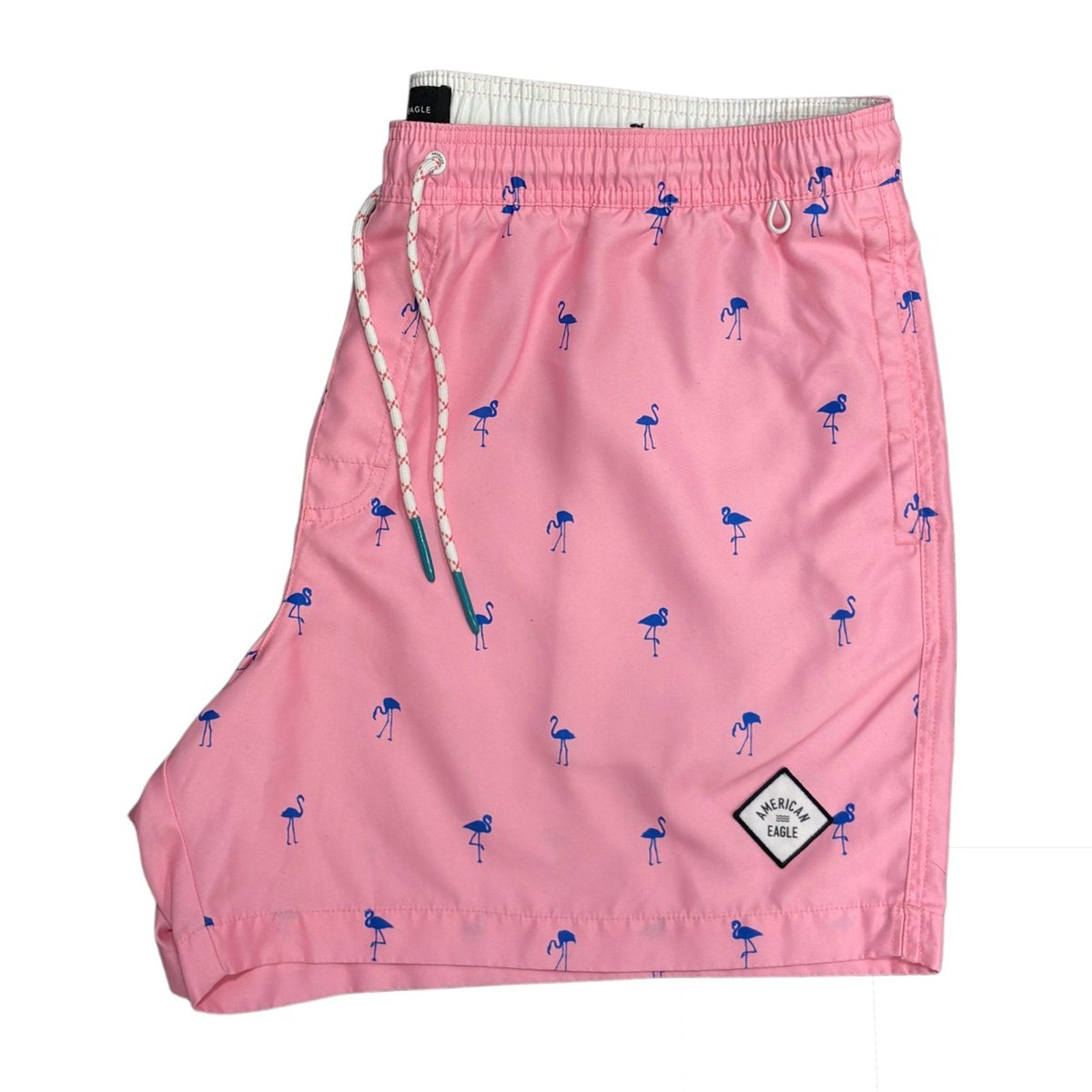 American Eagle Pink Flamingo Print Swim Trunks Size XXL
