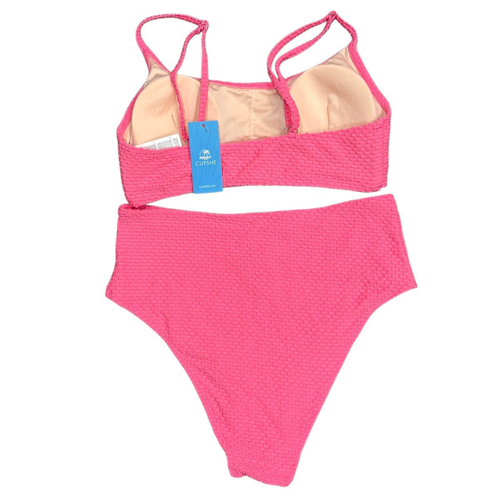 Cupshe Hot Pink Textured Two-Piece Bikini Set Size S
