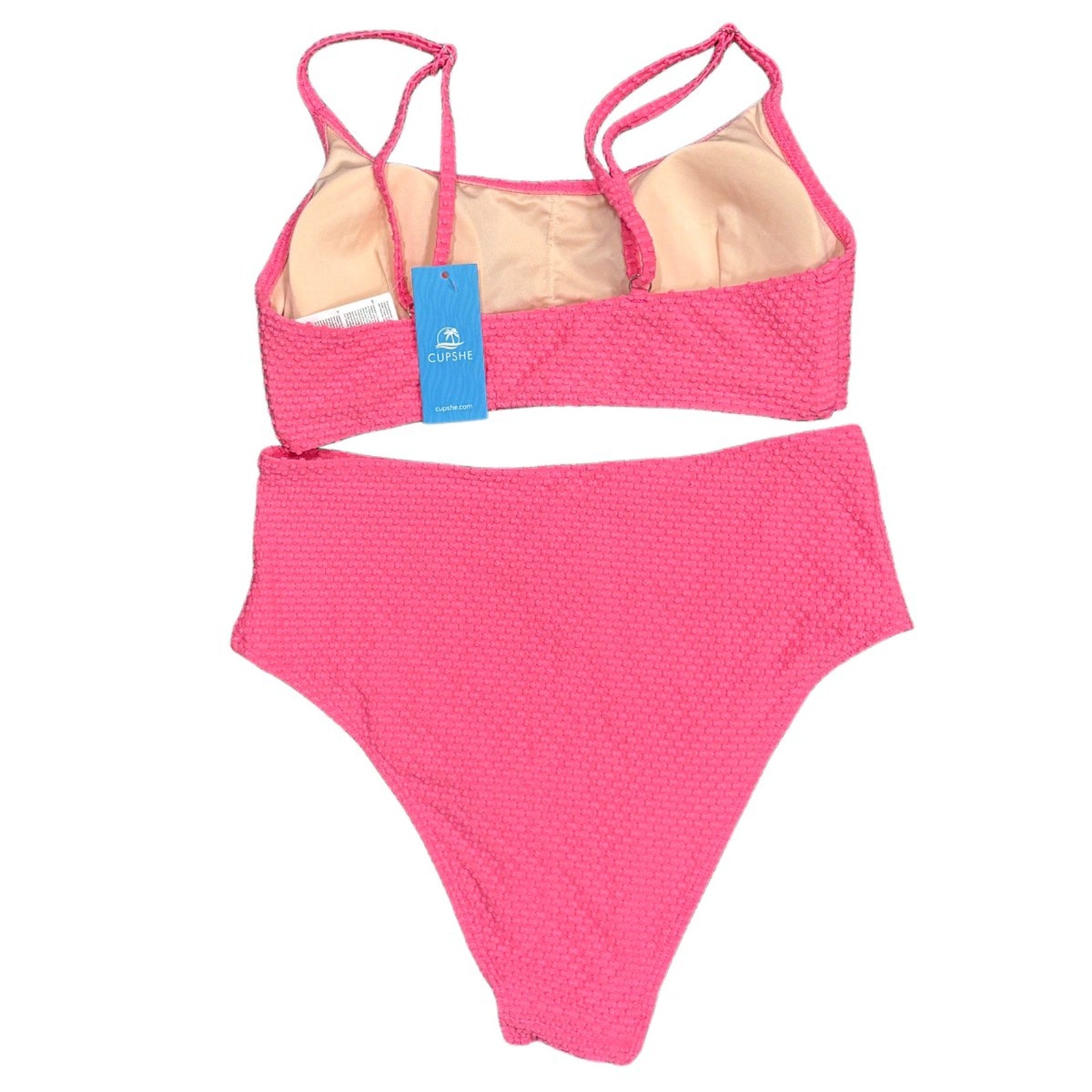 Cupshe Hot Pink Textured Two-Piece Bikini Set Size S