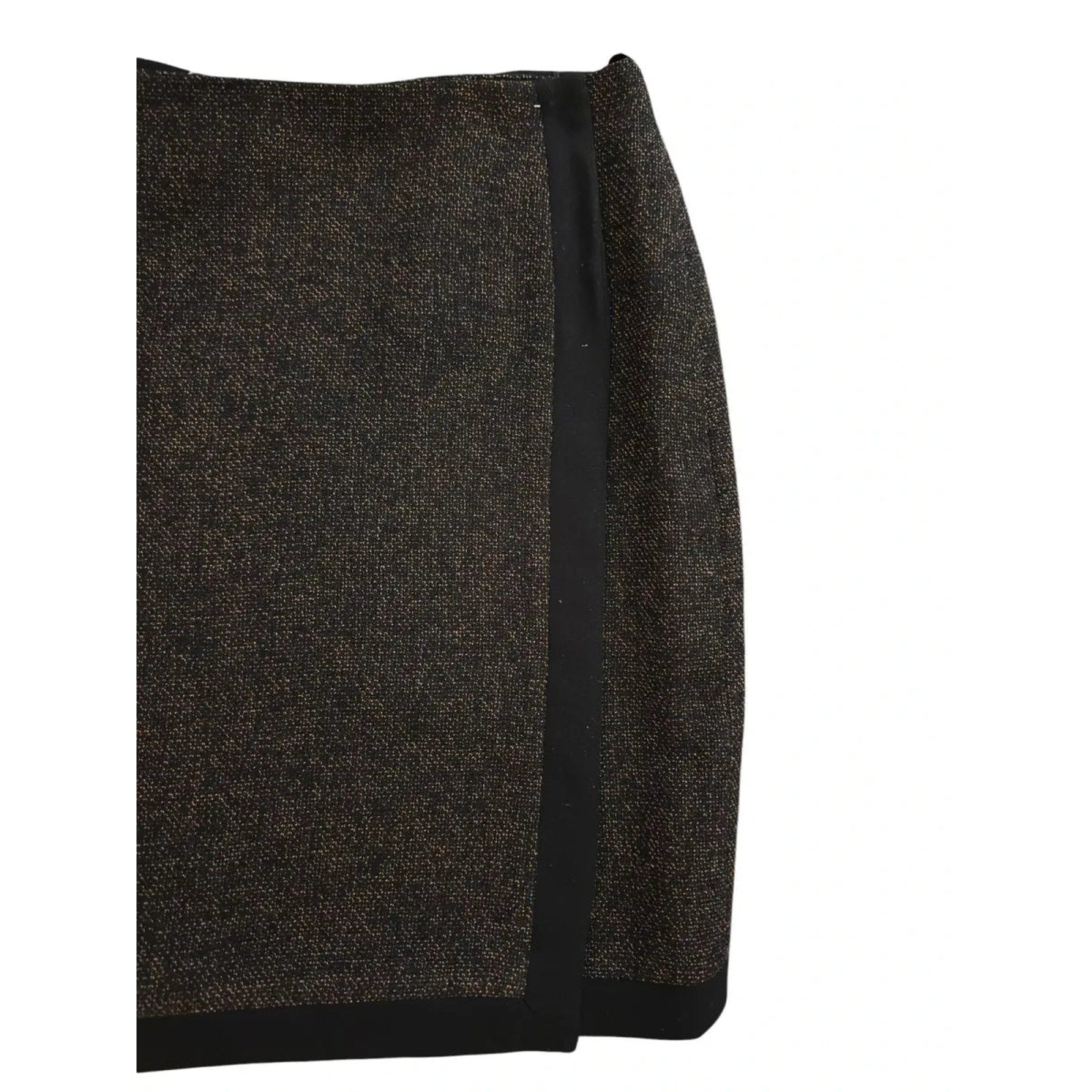 Randolph Duke Metallic Tweed Wrap Mini Skirt Black Gold