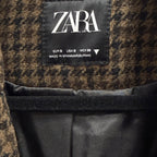 Zara Brown Black Houndstooth Tailored Blazer Jacket Size S Career Casual