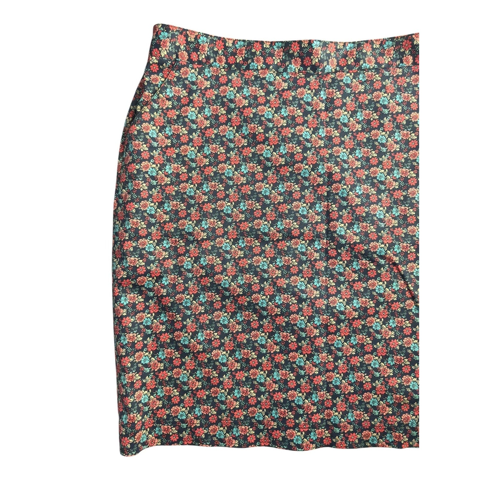 Ditsy Floral Pencil Skirt Navy Coral Teal Print Brooks Brothers Black