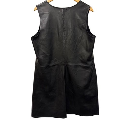 Black Faux Leather Sleeveless Mini Dress