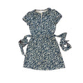 LOFT Floral Print Short Sleeve Top Cream Blue