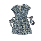 LOFT Floral Print Short Sleeve Top Cream Blue