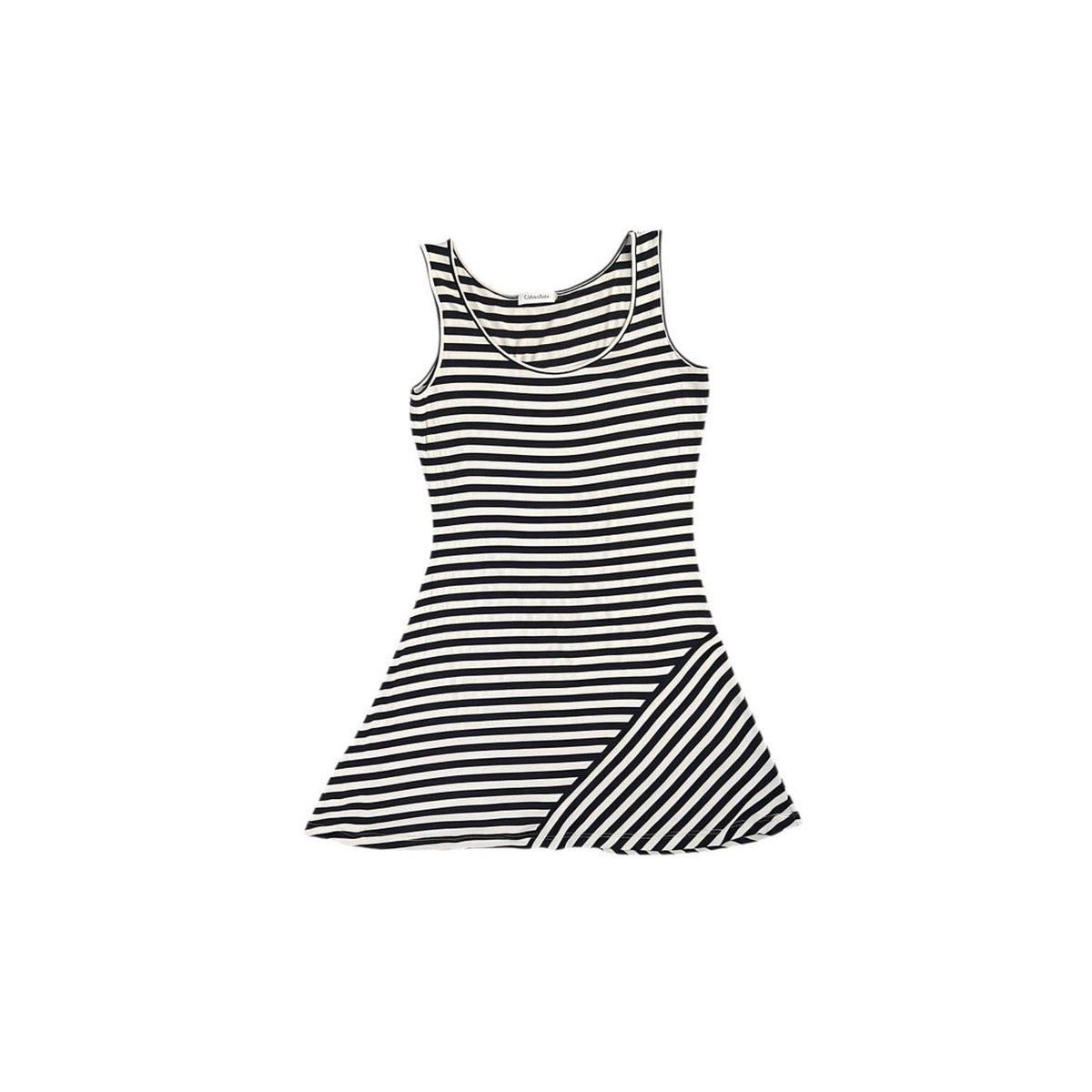 Calvin Klein Black & White Stripe Sleeveless Skater Dress