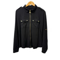 Ann Kline zippered woman's top in black with gold buttons