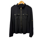Ann Kline zippered woman's top in black with gold buttons